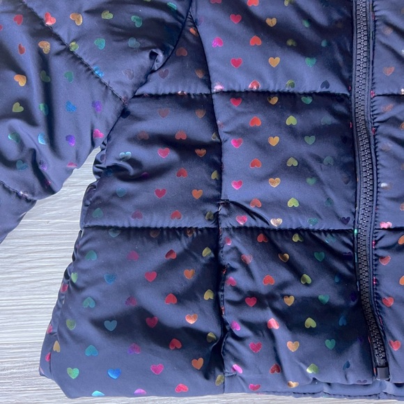 ME JANE rainbow heart puffer hooded jacket size 24M - Picture 2 of 16